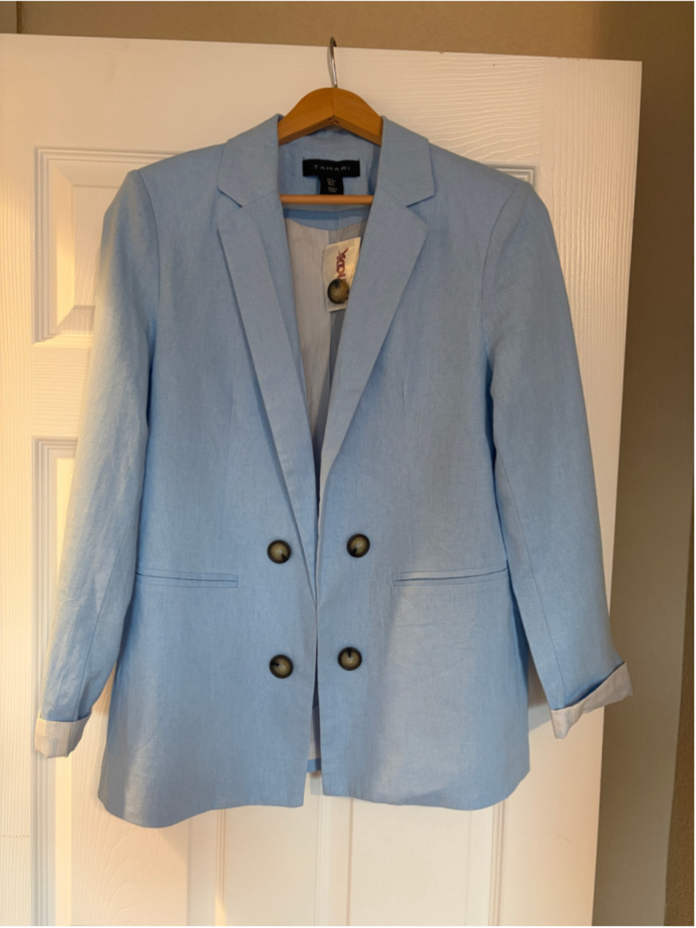 NWT Tahari Linen Blazer Jacket Small Crisp Laid Back Coastal Q9